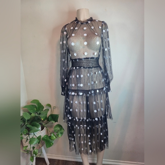 Livie & Luca Dresses & Skirts - Livie & Luca Black Sheer Polka Dot Dress